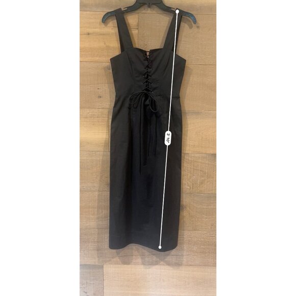 STAUD Sutton Lace Up black Midi Dress size 6 - Picture 9 of 11